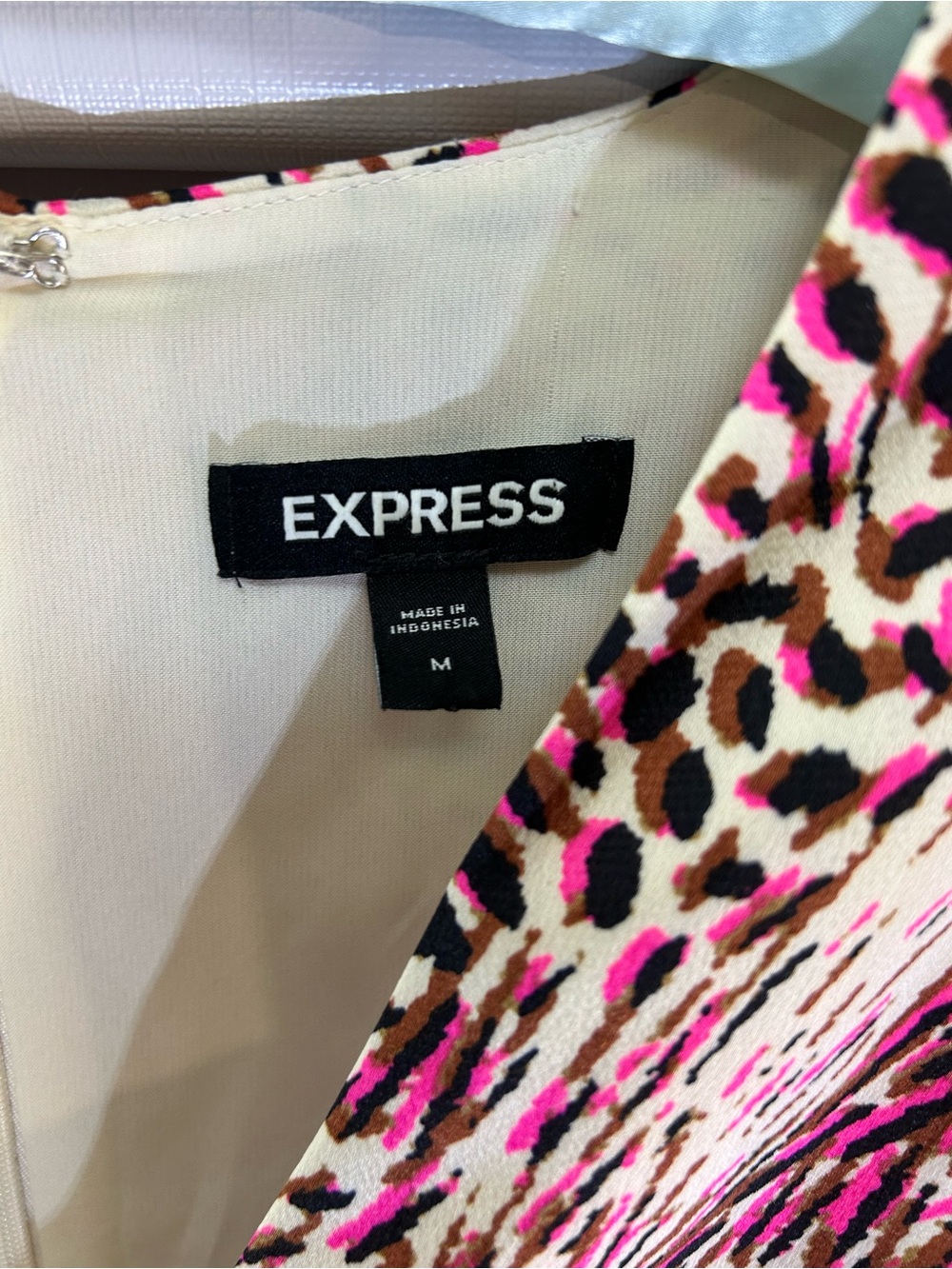 Express Leopard-Print Top in Pink, Brown & Cream
